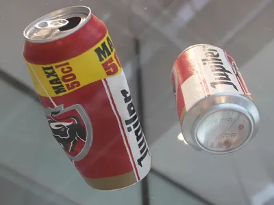 All the Good Times We Spent Together (2016) by&nbsp;French artist Alexandre Lavet&nbsp;is a painted recreation of two Jupiler beer cans.