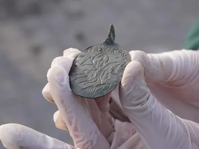 The amulet contains an image of King Solomon and a Greek inscription that reads, &quot;Our Lord defeated evil.&quot;