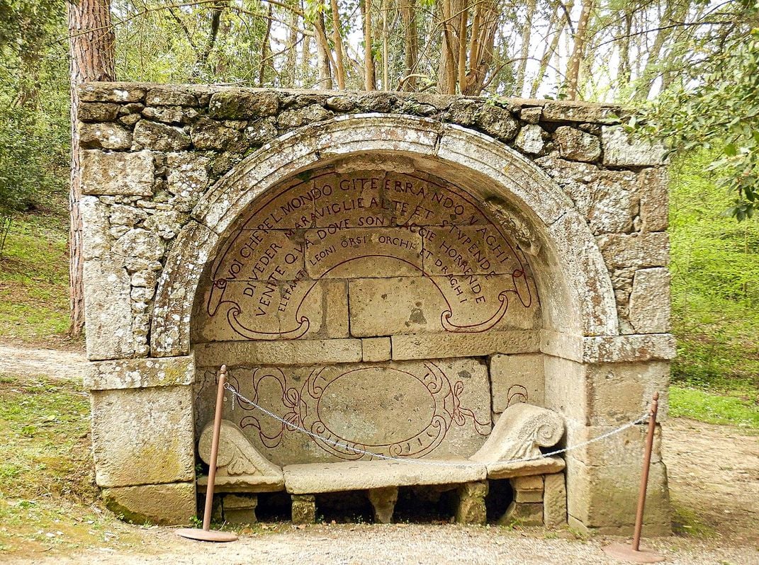 An Etruscan-style bench