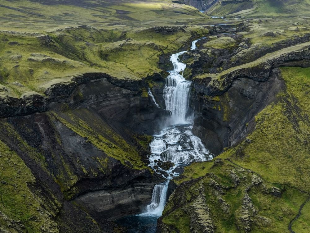 The Ofaerufoss waterfall is part of the Nyrdri-Ofaera River