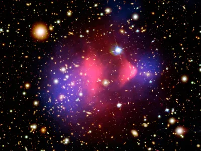 Analysis of the Bullet Cluster, which was formed after two large clusters of galaxies collided, supports the existence of dark matter.