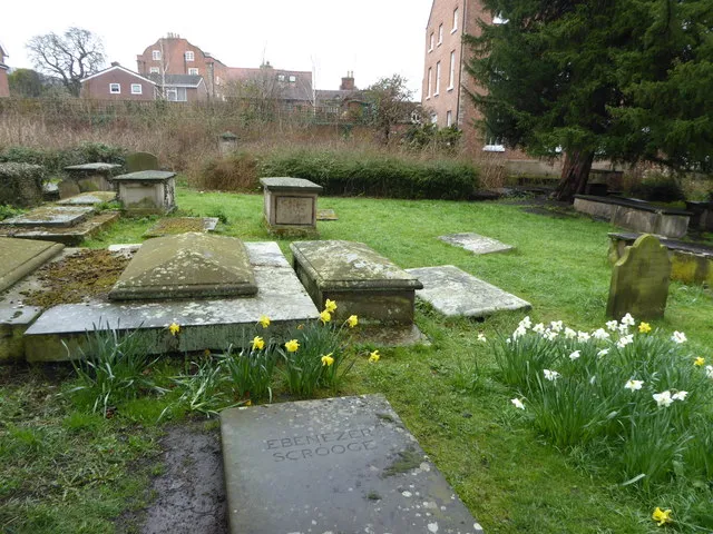 Ebenezer Scrooge's grave in St. Chad's graveyard, Shrewsbury