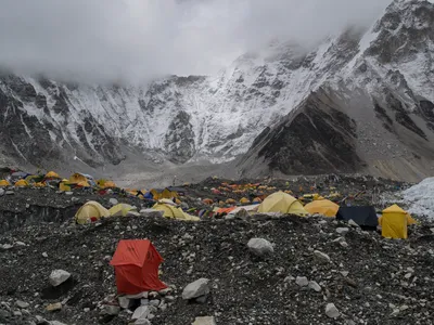 The Mount Everest Base Camp, at 17,598 feet high, hosts climbers acclimating to the elevation before they make their ascent.