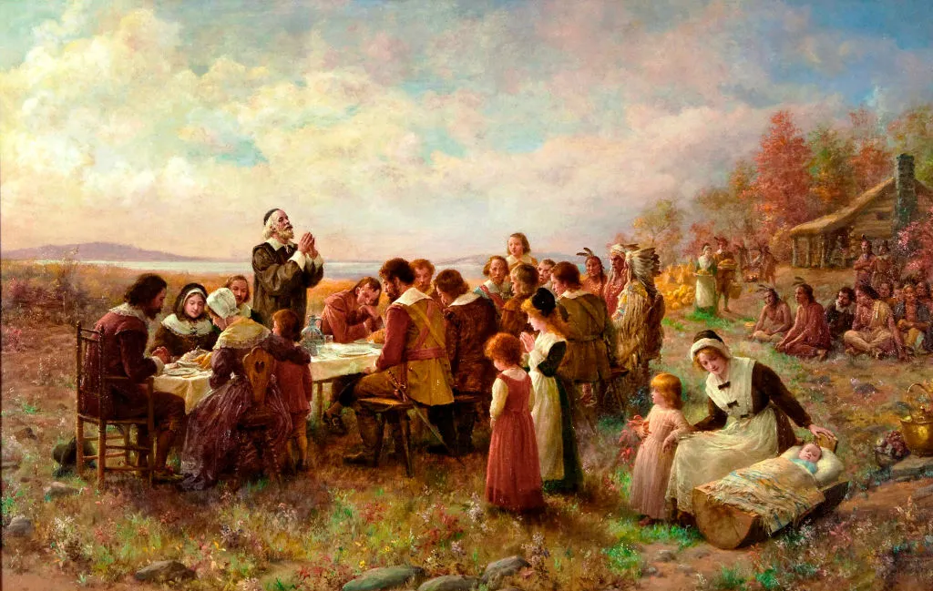 The First Thanksgiving at Plymouth, 1914, by Jennie Augusta Brownscombe