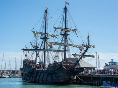 Visitors touring the&nbsp;Gale&oacute;n Andaluc&iacute;a&nbsp;in the town of Ramsgate, England, earlier this year