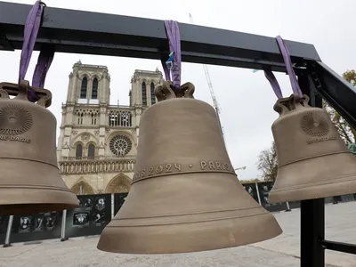 Three new bells arrived for installation at Notre-Dame on November 7. One of the bells had been used for the Summer Olympics in Paris.