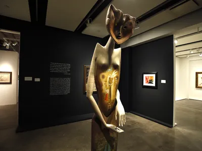 La Grande Dame (The Cat Woman)&nbsp;by Leonora Carrington on display at Sotheby&#39;s in New York City

