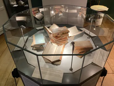 First-edition Jane Austen novels in a special display case at her former home