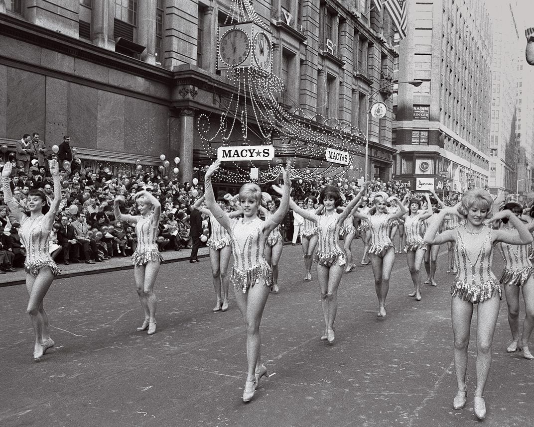 The Radio City Rockettes in a Thanksgiving Day Parade