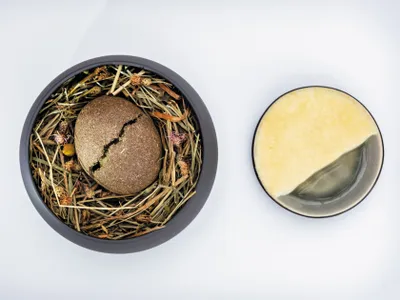 A potato baked in a hay crust at Hisa Franko.