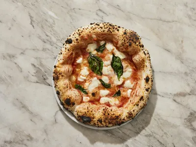 A Margherita pie from Una Pizza Napoletana